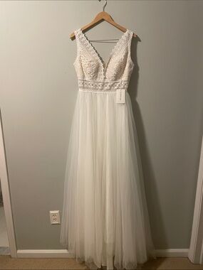 NWT Sorayan wedding dress Lace Bodice Tulle Dress - White, size:M